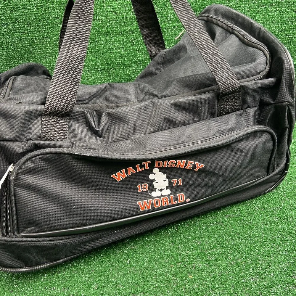 Walt Disney 1971 World Black‎ Two Rolling Wheeled Duffle Bag See Pictures
